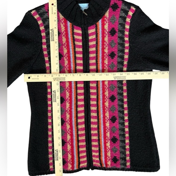 Vintage SO Blue Sigrid Olsen Women’s Black Wool Mohair Full Zip Sweater Cardigan - Picture 3 of 7